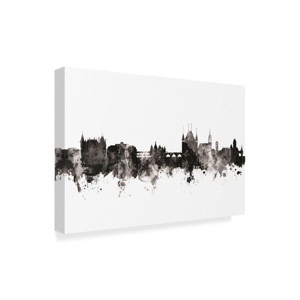 Michael Tompsett 'Thun Switzerland Skyline Black White' Canvas Art,12x19